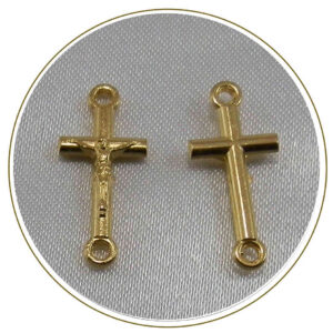 Croce doppio anello dorata PA R224
