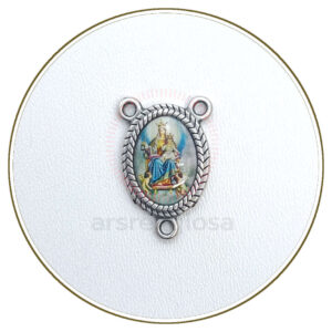 Crocera rosario Madonna del Carmine in metallo argentato con bordo inciso