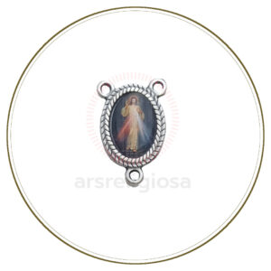 Crocera Gesù Misericordioso in metallo argentato per corona alla Divina Misericordia