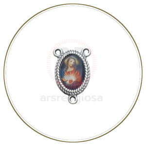Crocera rosario devozionale Sacro Cuore di Gesù in metallo argentato ovale