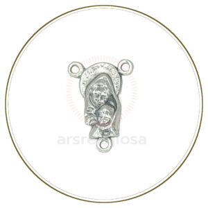 Crociera rosario devozionale Madonna con Bambino allungata metallo argento 18 mm