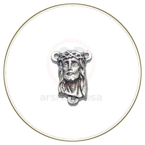 Crocera per rosario devozionale in metallo color argento volto di Gesù 22x16 mm