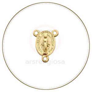 Crocera Medaglia Miracolosa in metallo dorato 15 mm per rosari devozionali