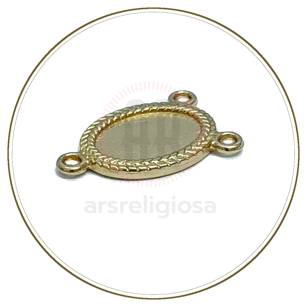 Crocera per rosario in metallo dorato 22 mm con due immagini fronte e retro - immagine 5