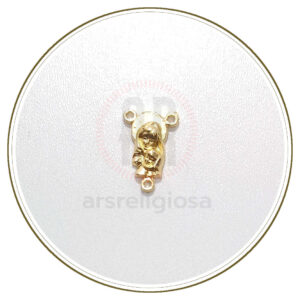 Crocera rosario devozionale Madonna con Bambino ovale metallo dorato 18 mm