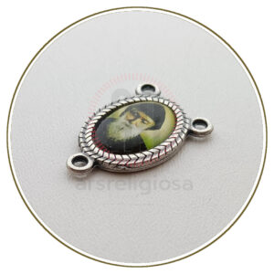 Crocera rosario San Charbel metallo argentato 22,3x14,7 mm, devozionale