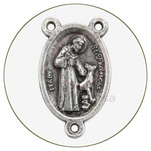 Crocera San Francesco in metallo finitura argento per rosario devozionale