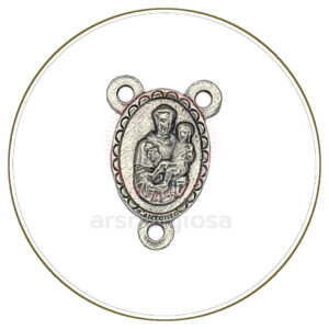 Crocera rosario Sant’Antonio in metallo finitura argento, 21 x 15,5 mm