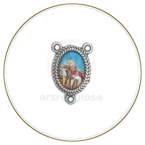 Crociera per rosario in metallo argentato con immagine Papa Leone XIV