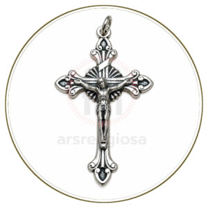 Crocifisso per rosari fai da te in zama argentata 44 mm con Cristo in rilievo