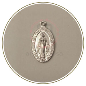 Medaglia Miracolosa devozionale in alluminio argento 22 mm senza anello