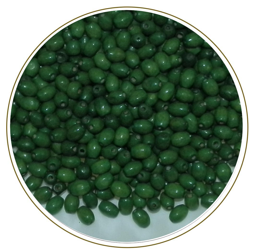Grani per rosario in legno marrone o verde 6x4 mm - immagine 3