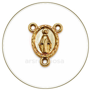 Crocera Medaglia Miracolosa in zama dorata 14 mm per rosari artigianali