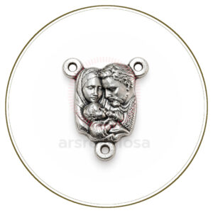 Crocera Sacra Famiglia in metallo argentato 18 mm per rosari artigianali