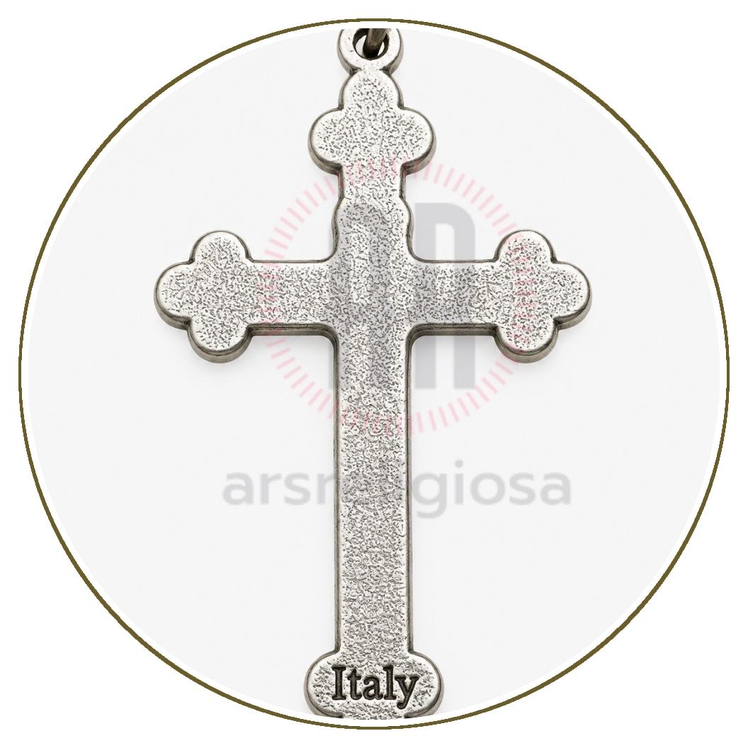 Croce per rosario in metallo color argento con Crocifisso