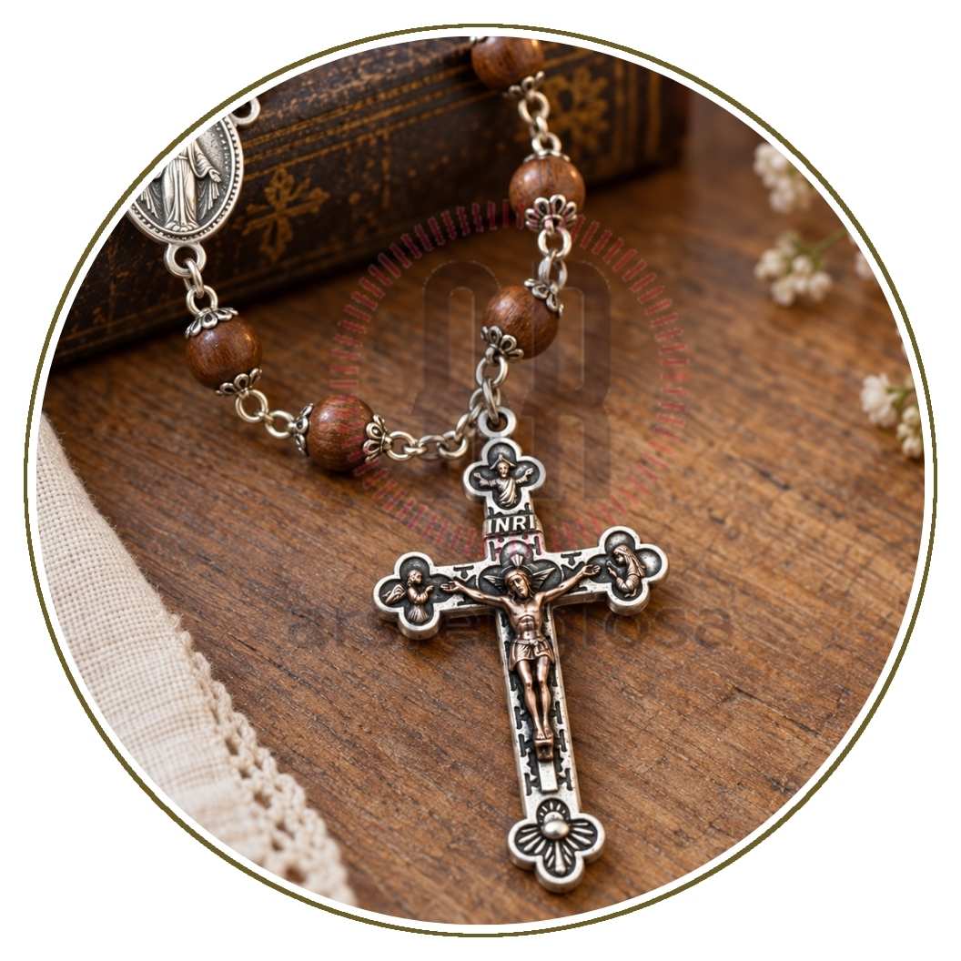 Croce per rosario in metallo color argento con Crocifisso